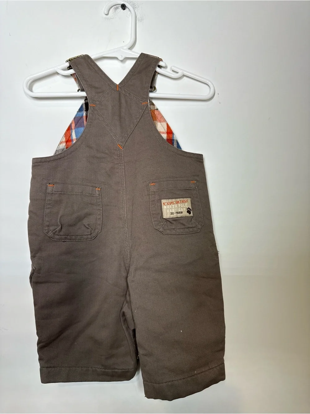 Baby GAP Expedition North Pole Cotton Overalls Brown Plaid Lined Infant 3 months